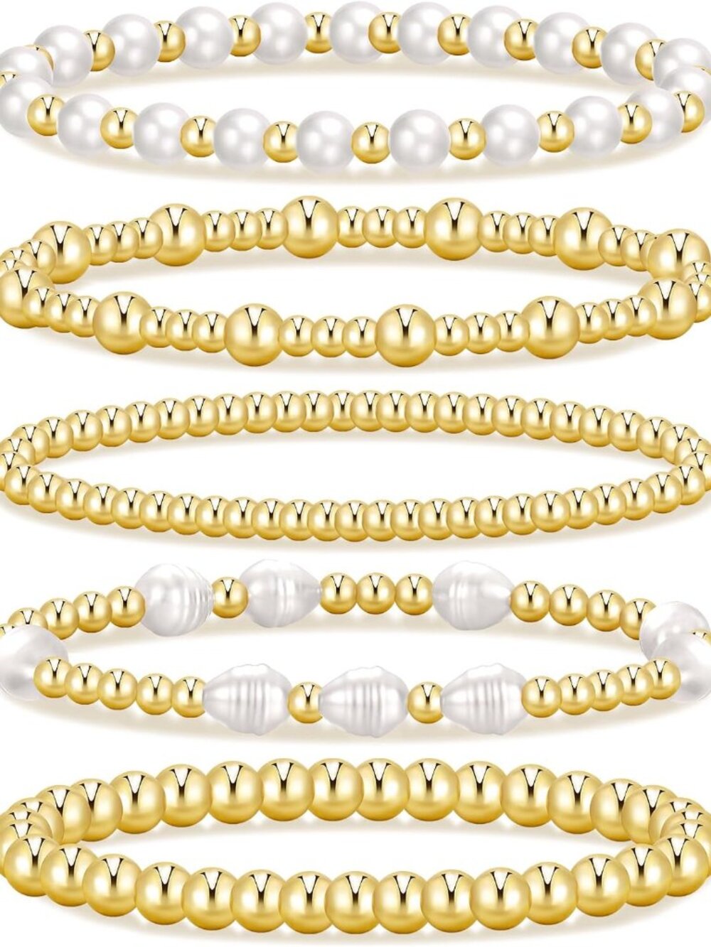 Trendy Gold Beaded Bracelet Stack for Women - Perfect Gift for Any Occasion